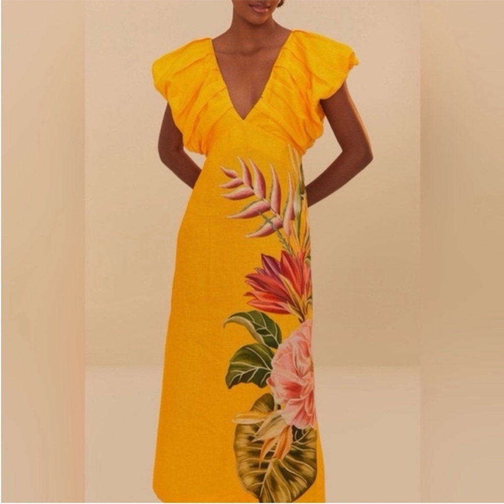 FARM Rio Yellow Tropical Floral Maxi Dress - Picture 4 of 11